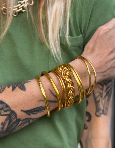 Jonc double tresse DORÉ CLAIR