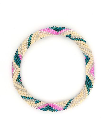 Bracelet Népalais F79 Crème Rose Aqua