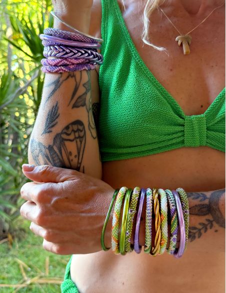Bracelet Népalais F88 Rose Violet Améthyste