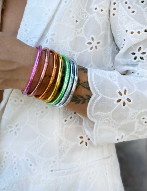 Set of 7 Buddhist mantra bangles RAINBOW PASTEL 2 2