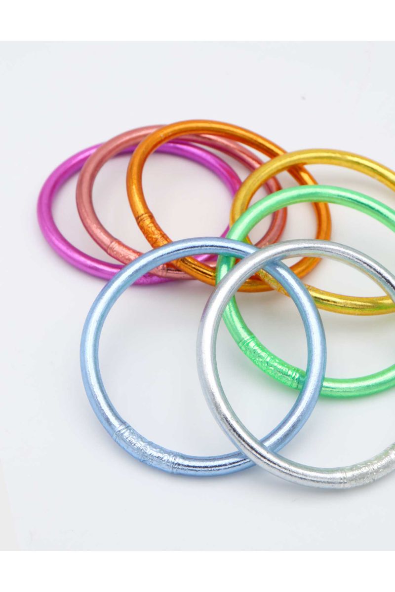 Set of 7 Buddhist mantra bangles RAINBOW PASTEL 2