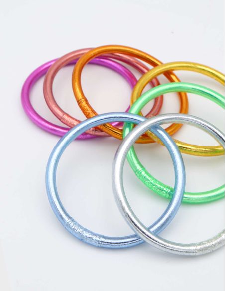 Set of 7 Buddhist mantra bangles RAINBOW PASTEL 2