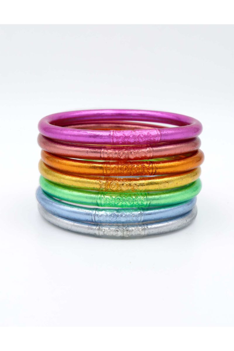 Set of 7 Buddhist mantra bangles RAINBOW PASTEL 2