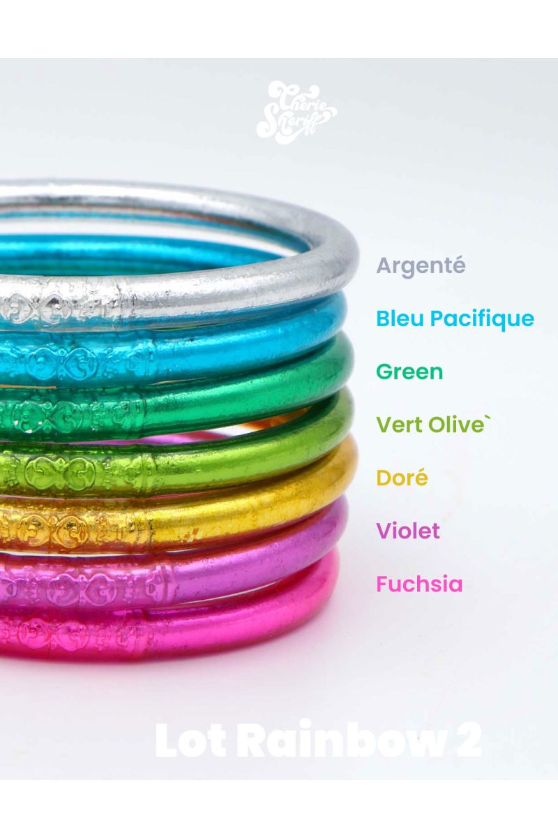 copy ofSet of 7 Buddhist mantra bangles RAINBOW PASTEL 2