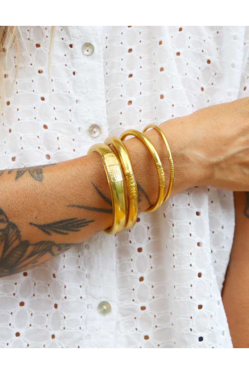 Buddhist Bangle Talisman 12mm LIGHT GOLD