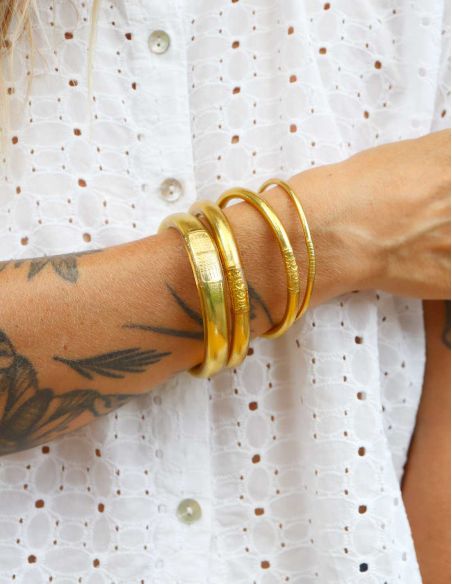 Buddhist Bangle Talisman 12mm LIGHT GOLD