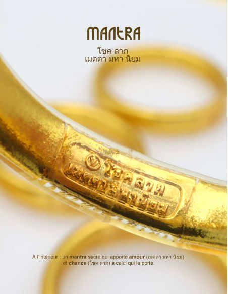 Buddhist Bangle Talisman 12mm LIGHT GOLD