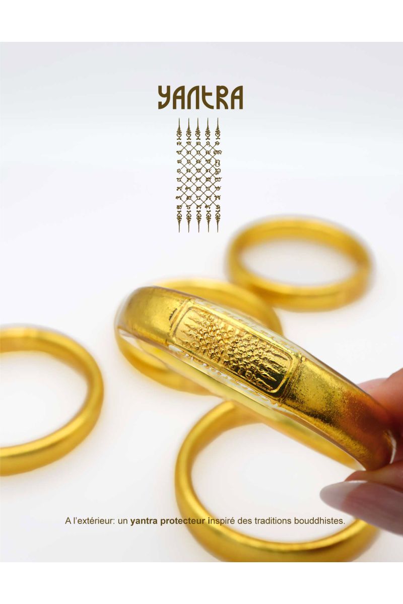 Buddhist Bangle Talisman 12mm LIGHT GOLD