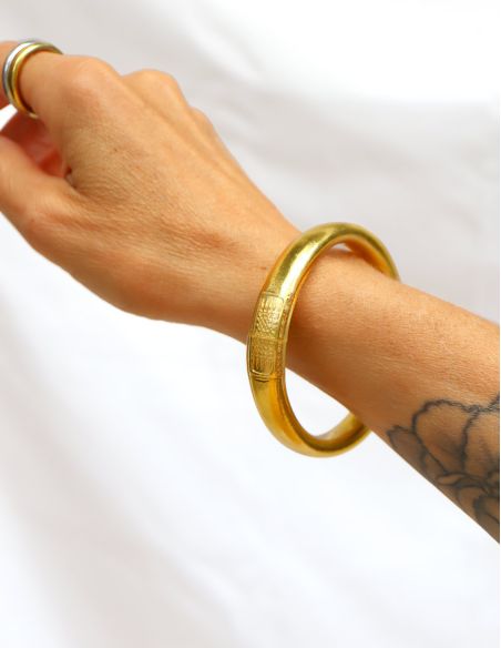 Buddhist Bangle Talisman 12mm LIGHT GOLD