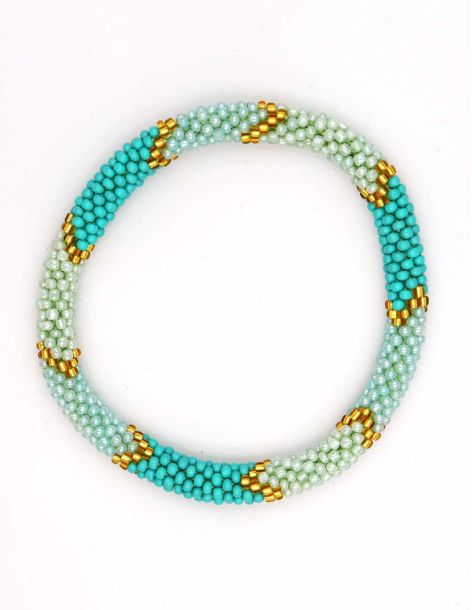 Nepalese Bracelet G35 Blue Aqua Green Gold