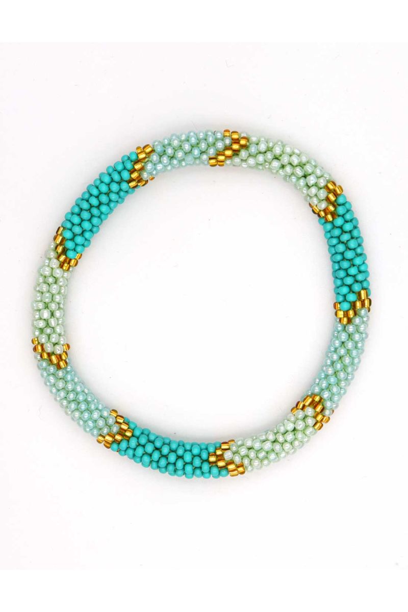 Nepalese Bracelet G35 Blue Aqua Green Gold