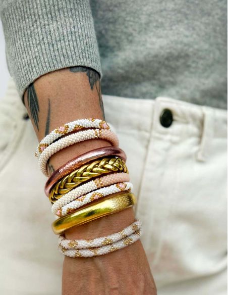 Bracelet Népalais G61 Beige Doré