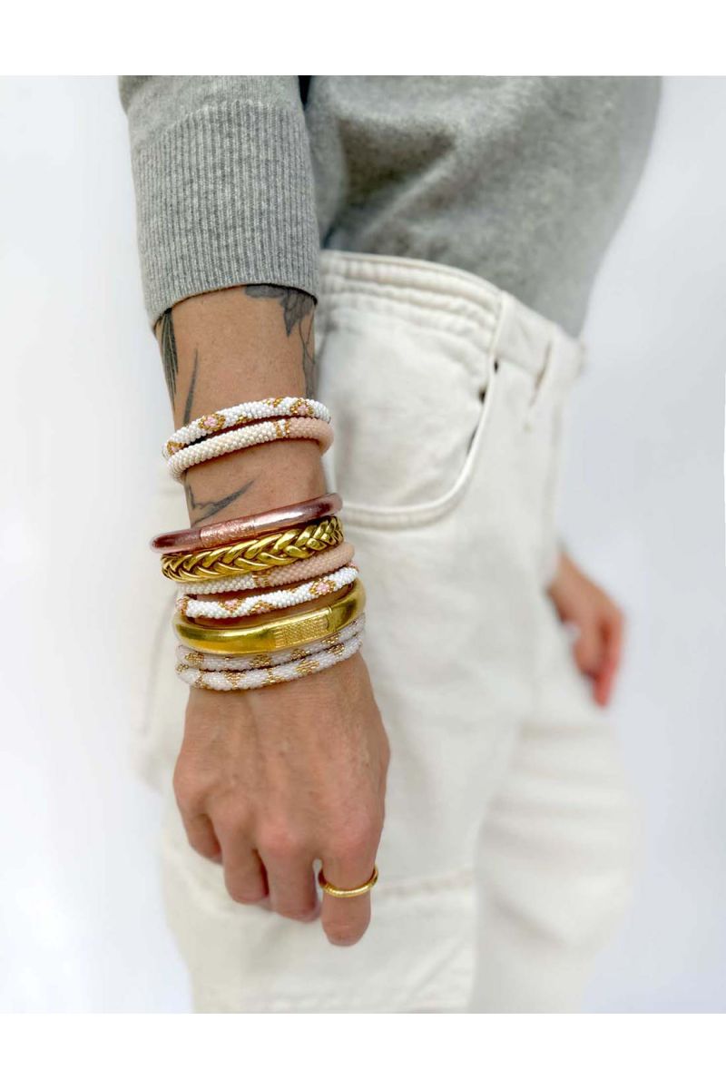 Bracelet Népalais G61 Beige Doré