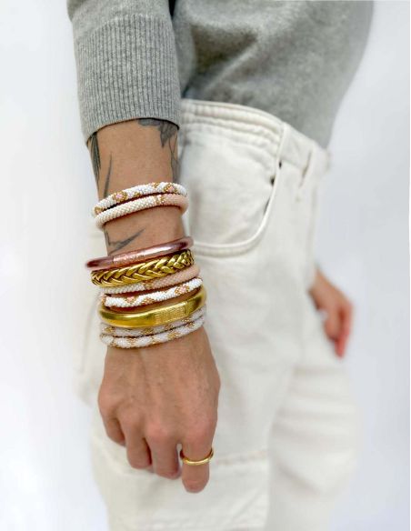Bracelet Népalais G61 Beige Doré