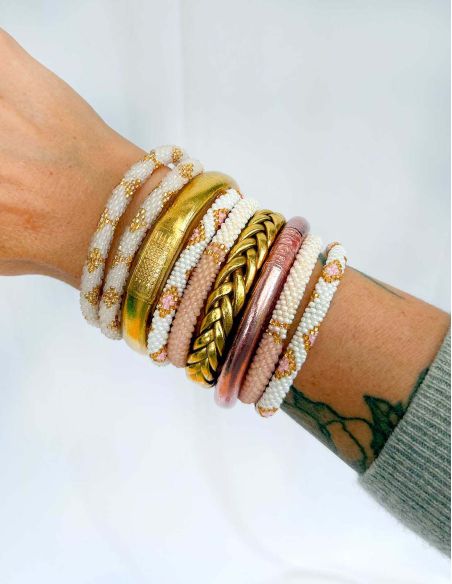 Bracelet Népalais G61 Beige Doré