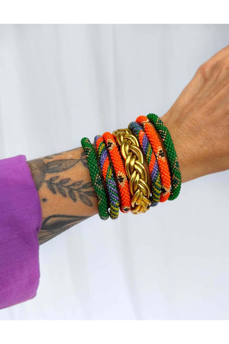 Bracelet Népalais G25 Vert Doré