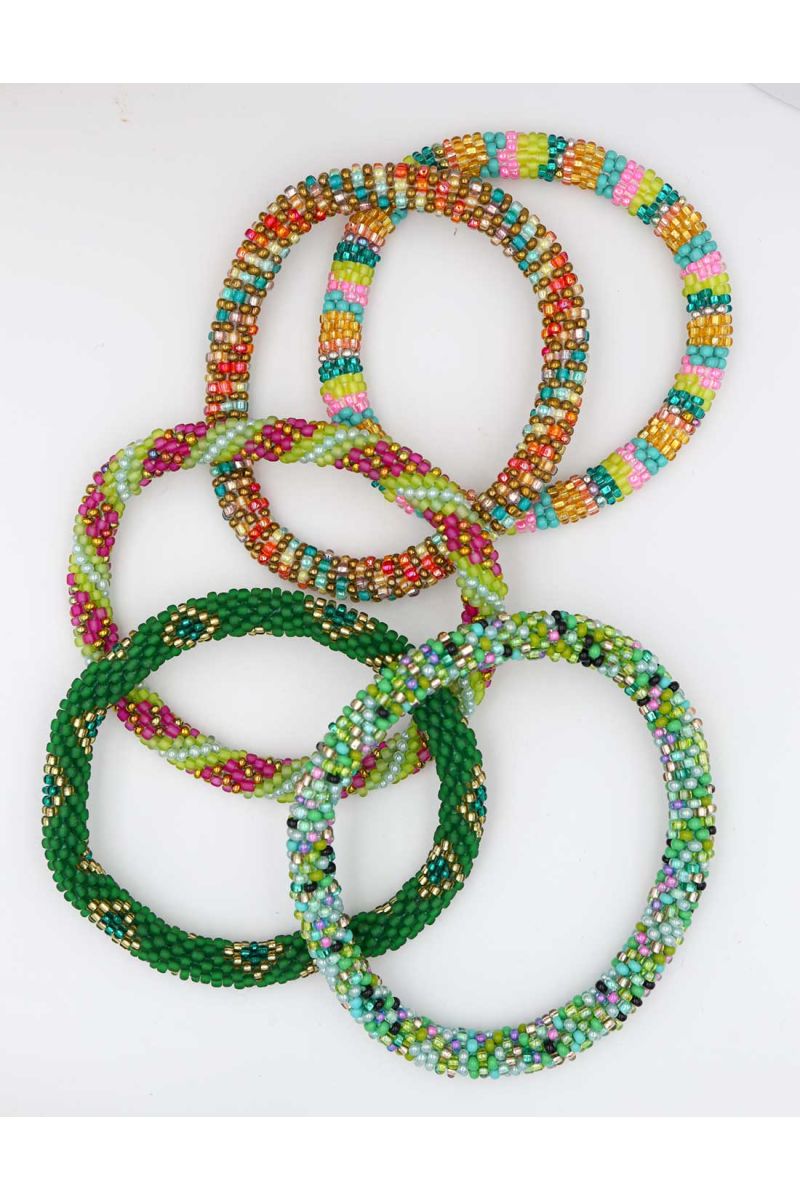 Bracelet Népalais G25 Vert Doré