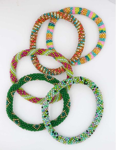 Bracelet Népalais G25 Vert Doré