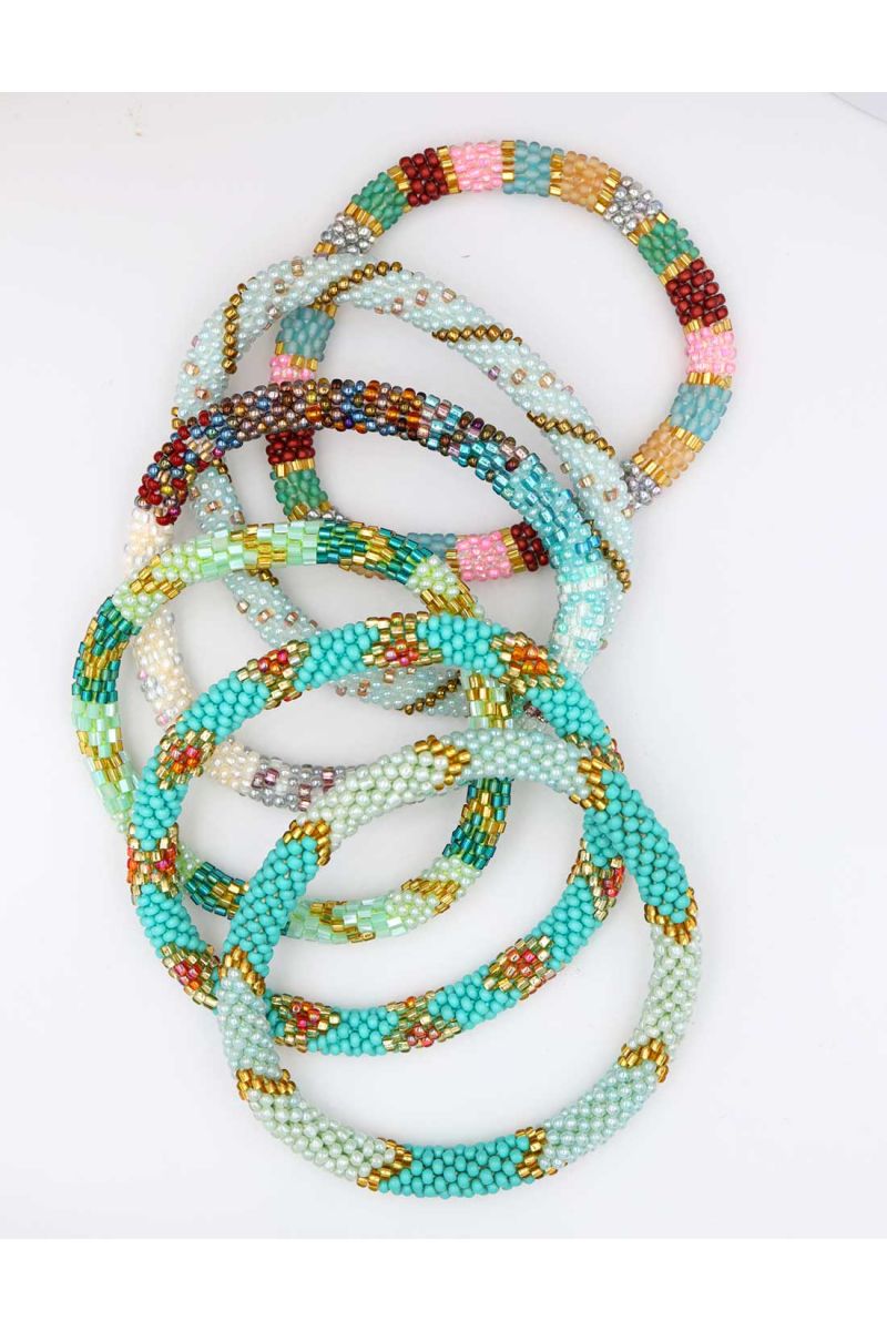 Nepalese Bracelet G35 Blue Aqua Green Gold