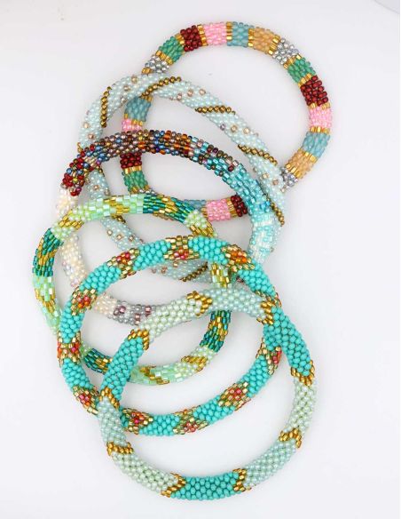 Nepalese Bracelet G35 Blue Aqua Green Gold