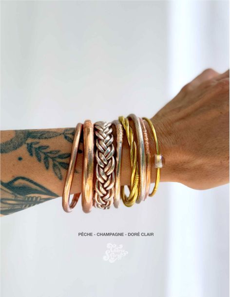 Jonc double tresse CHAMPAGNE 2