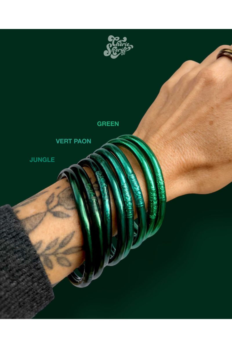 Jonc Bouddhiste Mantra Black Green