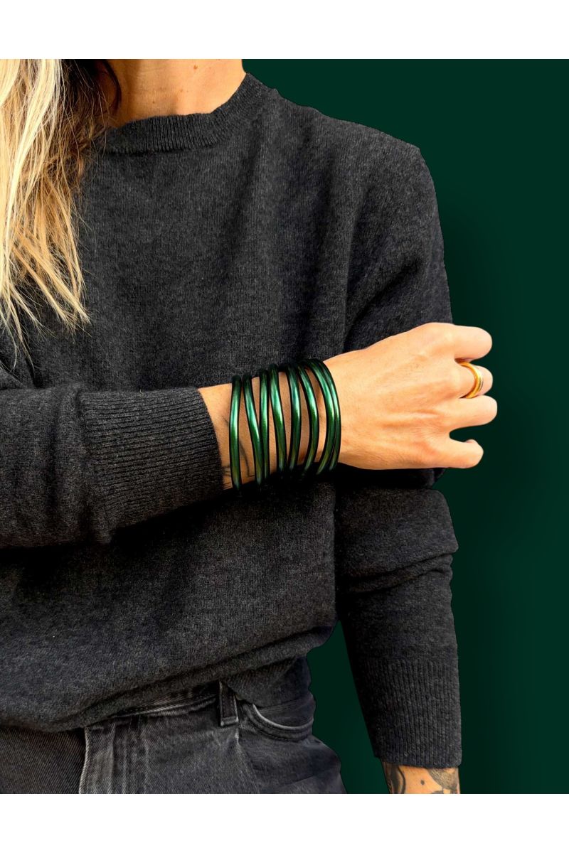 Jonc Bouddhiste Mantra Black Green